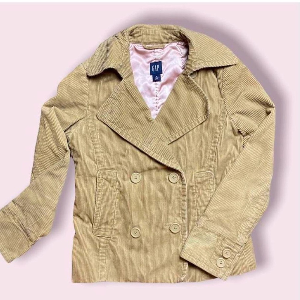 Y2K short tan & pink pea coat GAP XS